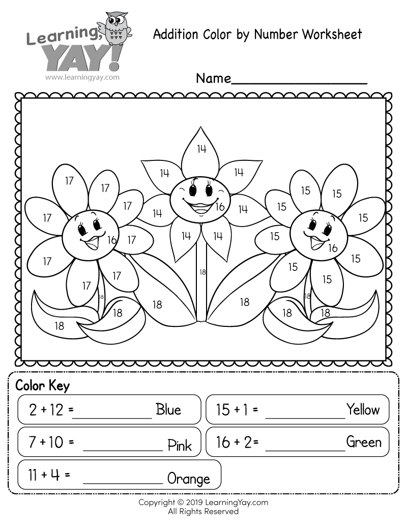 Color By Number Addition Worksheets Free Printable Printable Templates