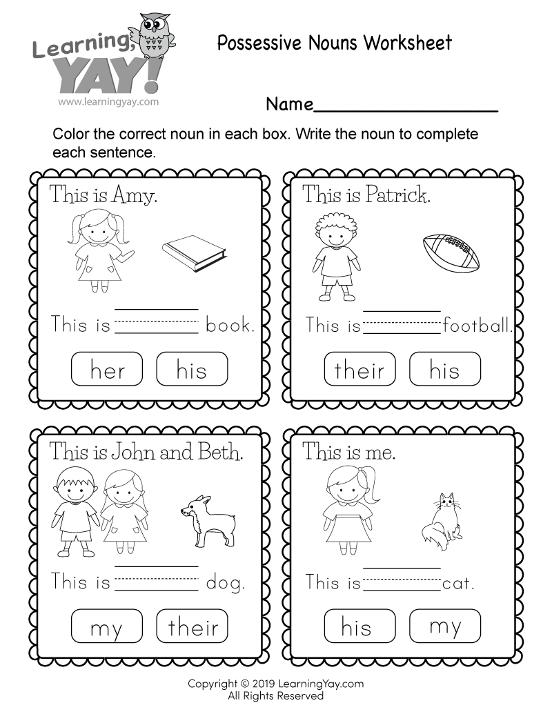 Possessive Nouns Worksheets For 3rd Graders