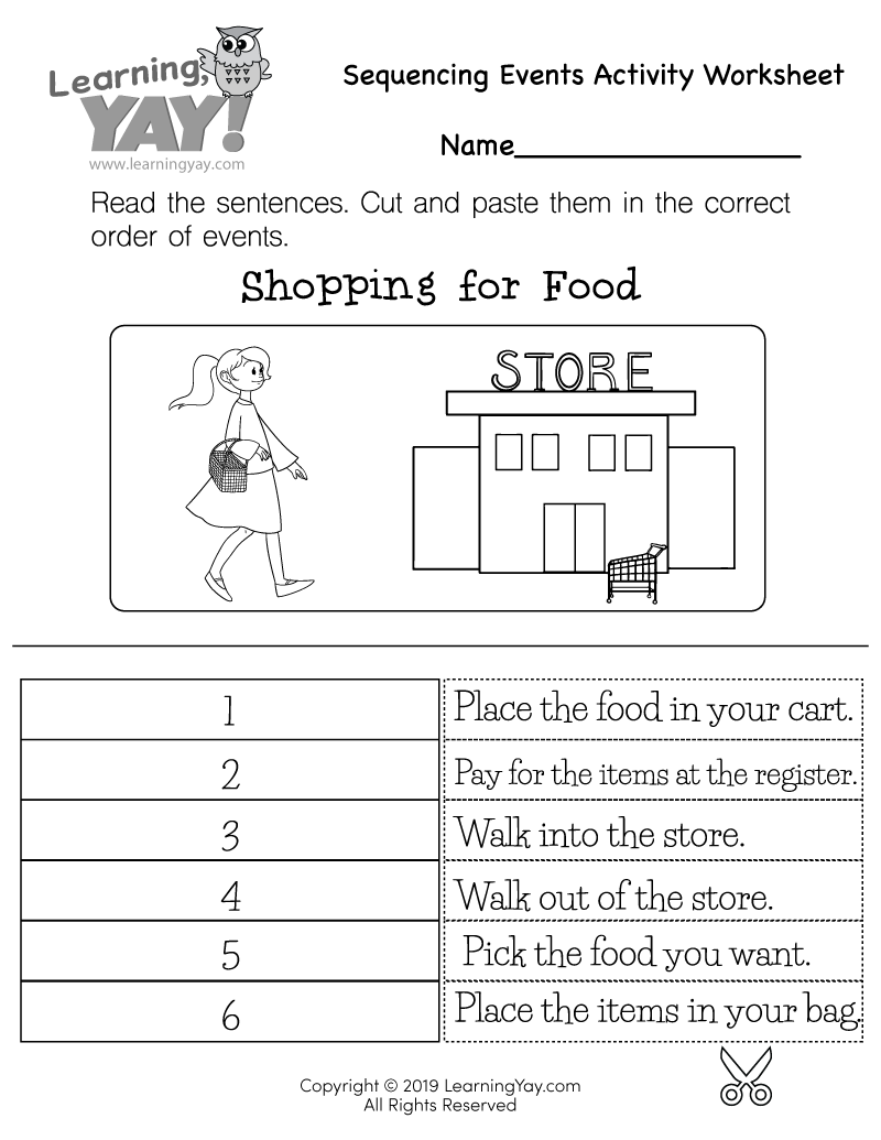 Sequencing Events Activity Worksheet for 1st Grade (Free Printable)