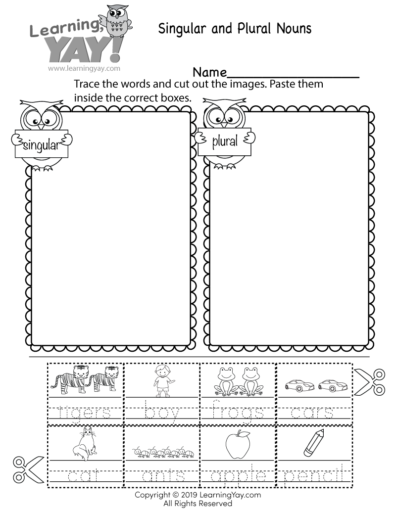 Sorting Singular and Plural Nouns Worksheet