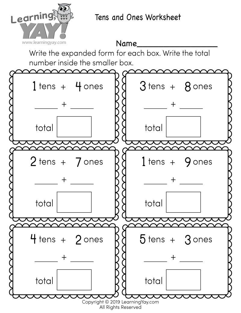 Tens and Ones Worksheet for 1st Grade (Free Printable)