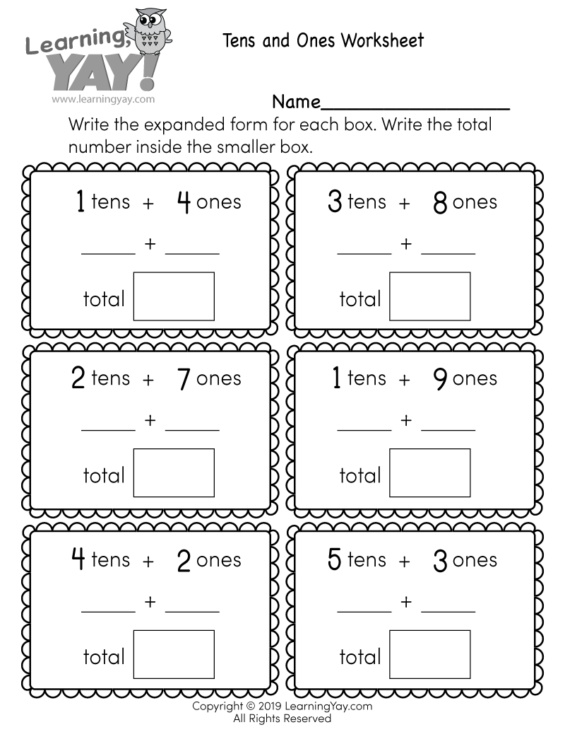 Animal themed math worksheets tens and ones