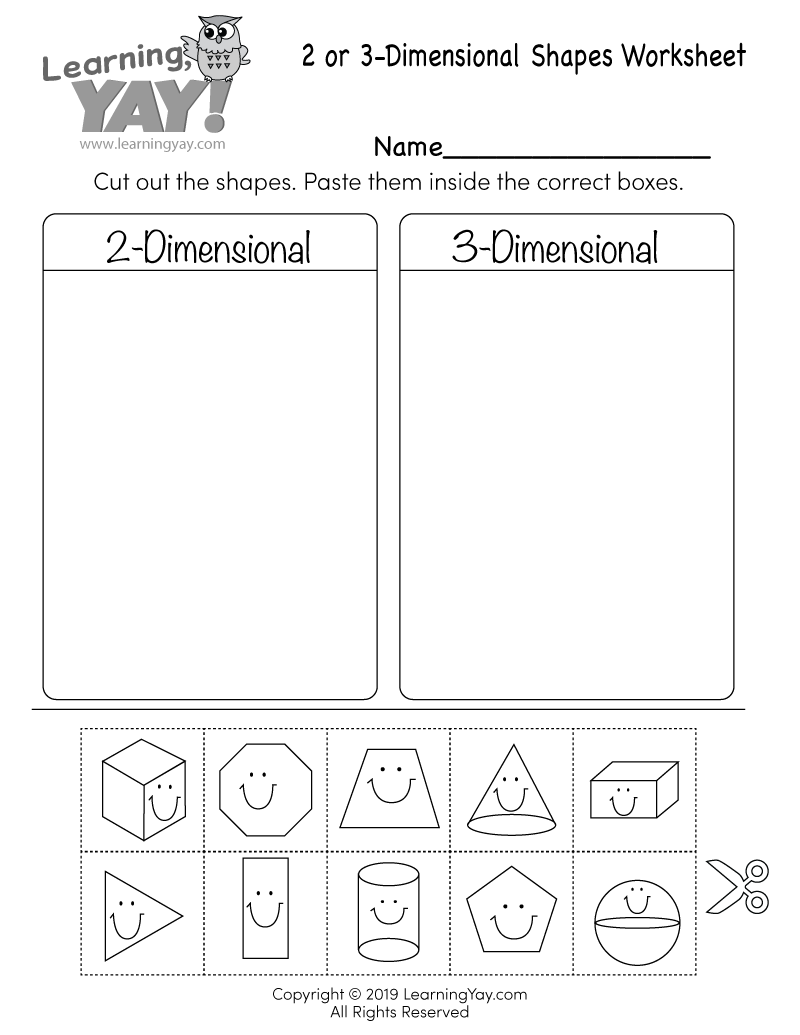 3 dimensional shapes worksheet for 1st grade free printable