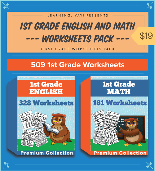 Premium First Grade English and Math Worksheets Pack